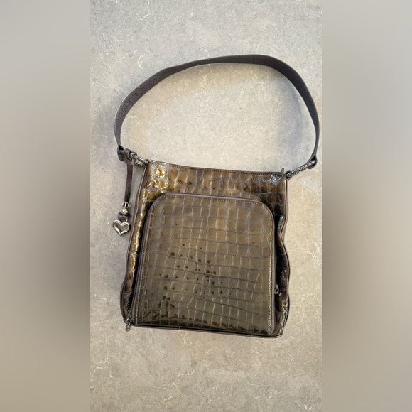 Brighton brown patent leather alligator embossed handbag. - Picture 5 of 8